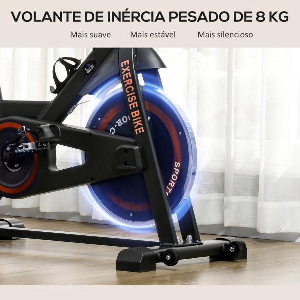 Bicicleta Estática com Resistência Ajustável Volante de Inércia de 8 kg Ecrã LCD Guiador e Assento Ajustável 103x53x100 - 114 cm Preto e Vermelho