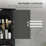Armário de Casa de Banho com Espelho Armário de Parede com 2 Portas Prateleira Aberta e Ajustável 56x13x58cm Preto