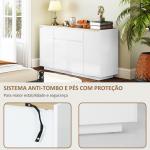 Aparador de Sala de Estar com 4 Portas Gaveta e Prateleiras Ajustáveis 140x40x75 cm Madeira e Branco Brilhante