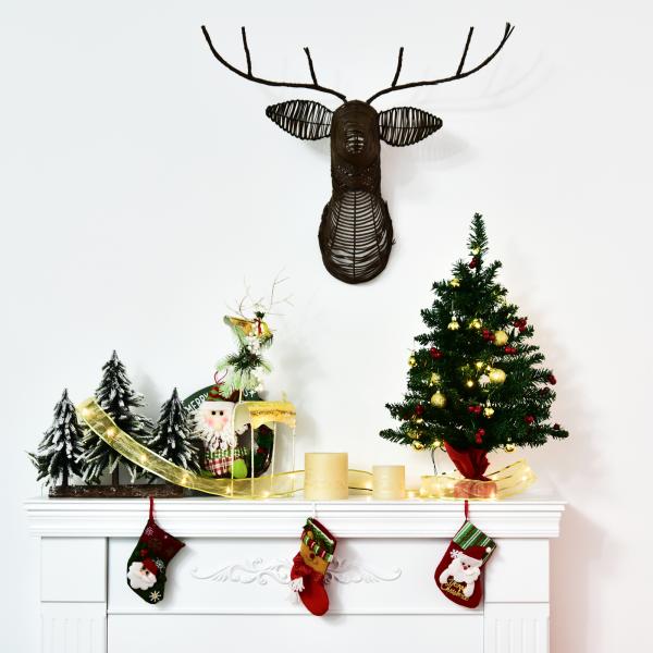 Mini Árvore de Natal 60cm Artificial com Suporte Metálico 73 Ramos PVC Ø40x60cm Verde