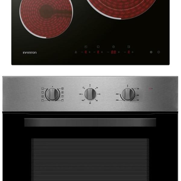 Pack Forno Multifunções CB6516 65L + Placa Vitrocerâmica VIT35730 3 Zonas (Inox/Preto) - INIFINITON