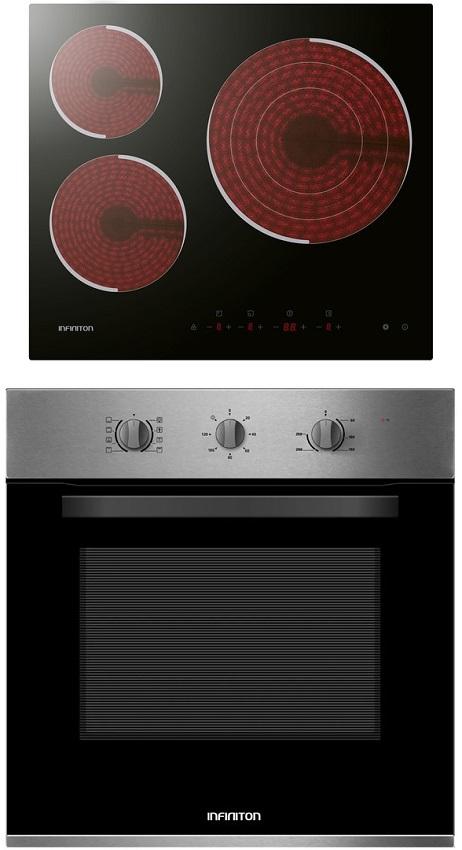 Pack Forno Multifunções CB6516 65L + Placa Vitrocerâmica VIT35730 3 Zonas (Inox/Preto) - INIFINITON