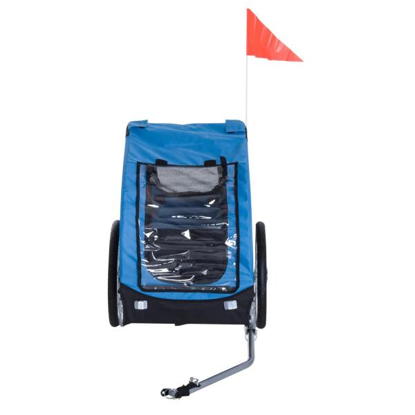Reboque de Bicicleta para Cães Reboque de Bicicleta para Animais de Estimação com Bandeira Reflectores 130x73x90cm Azul