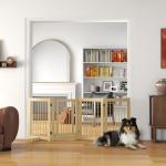 Barreira de Segurança para Cães em Madeira Dobrável para Escadas e Portas para Cães Pequenos e Médios de 4 Painéis 204x36x75 cm Madeira