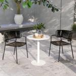 Mesa de Refeição Redonda para 2 Pessoas Mesa de Cozinha de Aço para Interior e Exterior Ø60x72 cm Branco