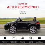 Carro Elétrico Audi TT para Crianças acima de 3 Anos com Controlo Remoto Música e Luzes Bateria 12V 102x60x44 cm Preto