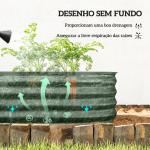 Caixa de Plantio de Exterior Grande em Aço Galvanizado para Cultivo de Plantas 150x62x30 cm Verde