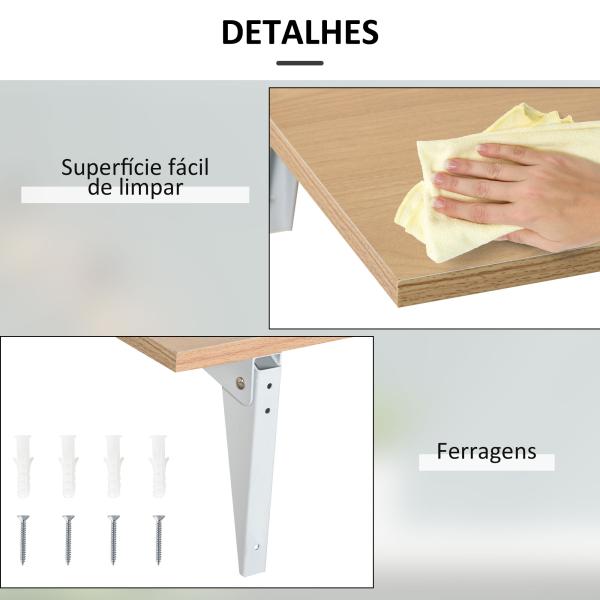 Mesa Dobrável de Parede Mesa Auxiliar Suspensa para Cozinha Sala de Jantar 60x40x20cm Madeira Natural