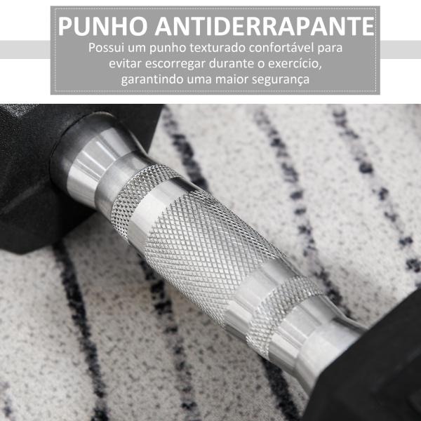 Conjunto de Halteres Hexagonais 2 x 5 kg Conjunto de Pesos com Barras de Conexão Kit de Treino de Fitness