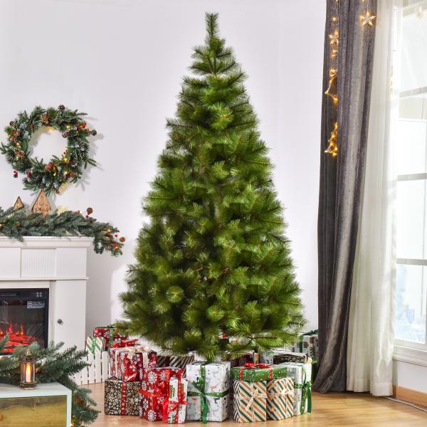 Árvore de Natal 210cm Árvore de Natal Artificial com 505 Ramos e Suporte Metálico Ø90x210cm Verde