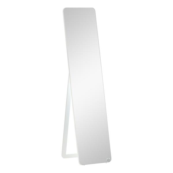 Espelho de Pé de Corpo Inteiro Retangular com 2 Formas de Uso Estrutura de Madeira de Pinho 37x43x156 cm Branco
