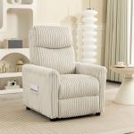 Poltrona Relax Reclinável Manual Estofada em Veludo com Apoio para Pés 73x86x100 cm Creme