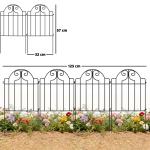 Conjunto de 4 Cercas de Jardim Metálicas 125x57 cm com Design Arqueado Resistente e Fácil de Instalar para Pátio Relva Preto