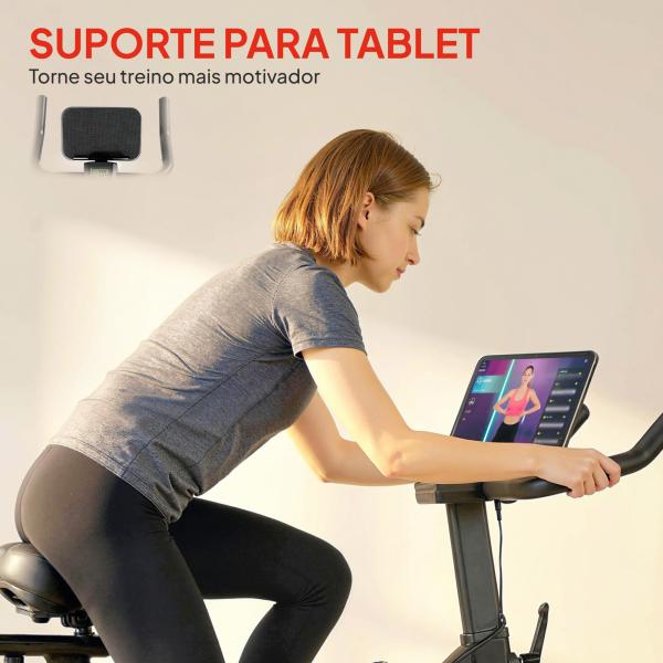 Bicicleta Estática com Resistência Magnética Regulável Ecrã LCD Volante Assento e Guiador Ajustáveis Preto