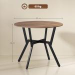 Mesa de Cozinha Redonda Mesa de Jantar Estilo Industrial com Bancada de Madeira e Estrutura de Aço Ø90x76 cm Marrom e Preto