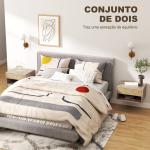 Conjunto de 2 Mesas de Cabeceira Suspensas com Gaveta e Compartimento para Quarto Sala 37x32x21 cm Madeira