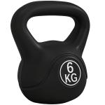 Peso Russo de 6 kg Kettlebell Fitness Preenchido de Areia com Punho Largo Antiderrapante 20x13x22 cm Preto