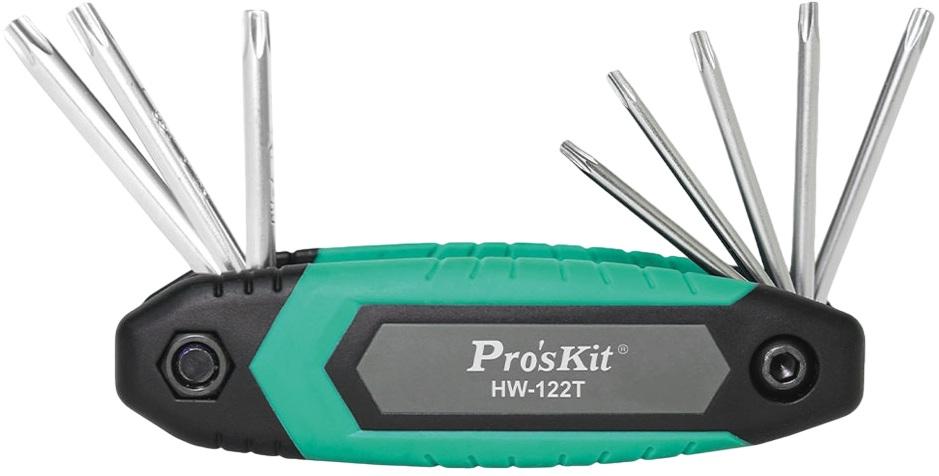 Conjunto de 8 Chaves Sextavadas Torx Dobráveis - Proskit