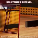 Secretária Gaming com Luzes LED 100x60 cm Tomadas de Corrente Suporte para Monitor Prateleiras e Comando Remoto Preto