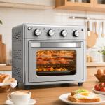 Forno Elétrico de Bancada 30 L 1600 W com Air Fryer, 7 Funções e Temporizador, 43x39x39 cm, Prateado
