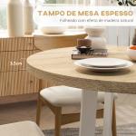 Mesa de Cozinha Redonda para 4 Pessoas Moderna com Tampo de Madeira e Base de Aço Cruzada Ø80x75 cm Carvalho