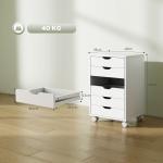 Bloco de Gavetas Móvel Arquivador com 6 Gavetas Suporte para Impressora com Rodas 40x35x63 cm Branco