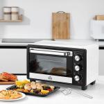 Mini Forno 16 L 1400 W com 3 Modos de Aquecimento Temperatura até 230°C Temporizador 60 Minutos Bandeja para Assar e Grade 44x32x28,1 cm Branco e Preto