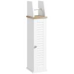 Armário Casa de Banho Moderno com Prateleiras Ajustáveis e Suporte para Papel Higiénico 18x20x80 cm Branco