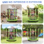 Trampolim Infantil Ø140x190 cm Trampolim para Crianças de 3 - 6 Anos com Rede de Segurança Carga 45 kg para Interior Verde