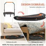 Trampolim Fitness Ø102 Trampolim Dobrável com Pega Ajustável em 4 Níveis Estrutura de Aço Preto e Laranja