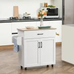 Carrinho de Cozinha com 1 Gaveta Suporte para Panos e Especies Carrinho Auxiliar com Rodas 105x36x85cm Branco