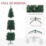 Árvore de Natal Tipo Lápis 210 cm com Base Dobrável e 687 Ramos para Escritório Verde