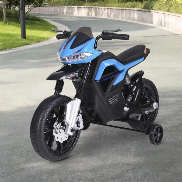 Mota Elétrica Infantil Motocicleta para Crianças acima de 3 anos Bateria 6V com Luzes e Música 105x52,3x62,3 cm Azul