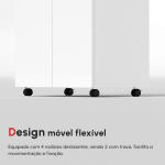 Armário de Armazenamento Moderno Móvel para Armazenamento com Rodas Armário e Prateleiras 60x35x65cm Branco