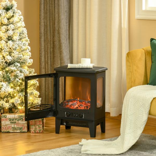 Lareira Elétrica 900W/1800W com Temperatura Ajustável e Proteção Sobreaquecimento para 20 - 25 ㎡ 39x26x54,8 cm Preto