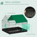 Gaiola para Animais Pequenos com 2 Portas Base com Tecido Oxford Impermeável e Toldo 90x75x75 cm Preto e Verde