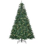 Árvore de Natal Artificial 210 cm com 700 LED Branco Quente, 2154 Pontas e Base Metálica Dobrável - Verde