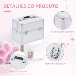 Mala de Maquilhagem Estojo de Maquilhagem de 3 Níveis para Cosméticos Joias Maquilhagem 36,5x24x29cm Prata