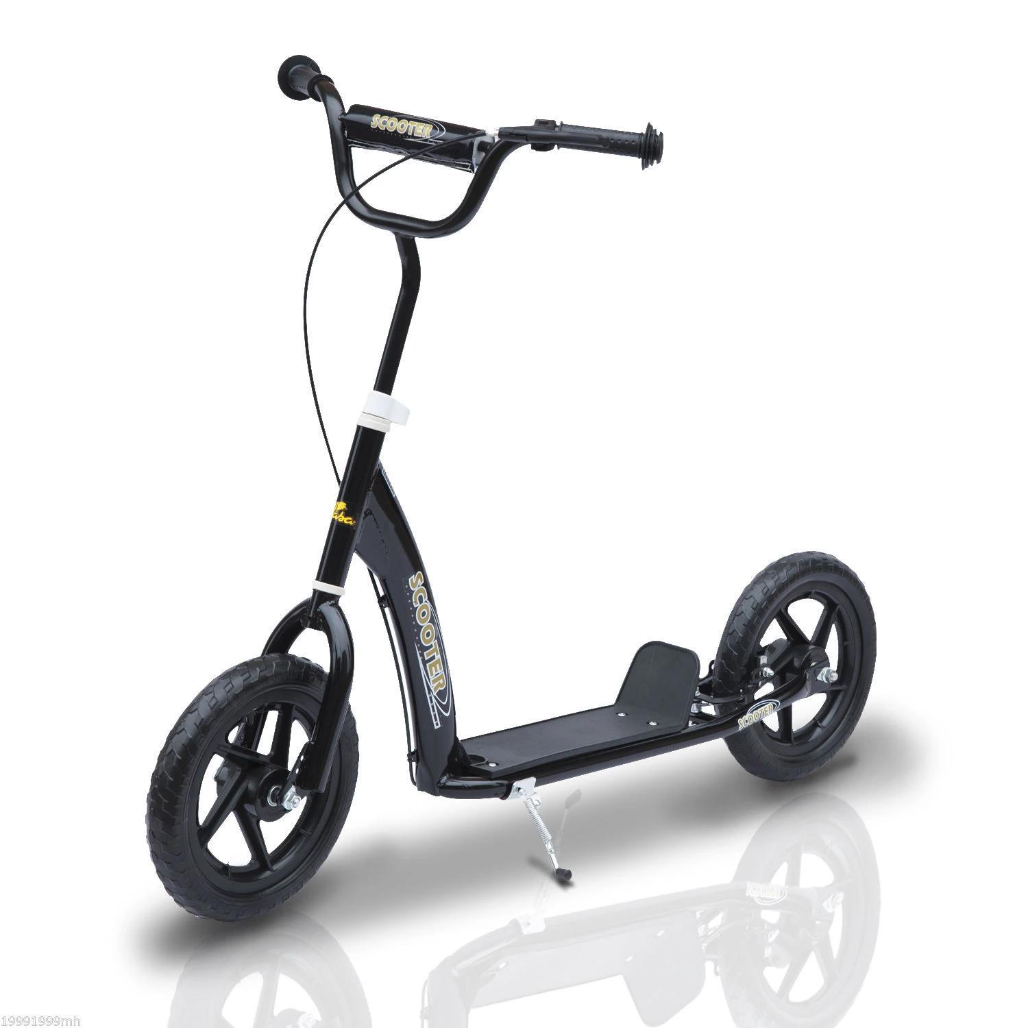 Trotinete para Crianças acima de 5 anos Scooter de 2 Rodas Grandes de 12 Polegadas com Freio e Guidão Ajustável em Altura Carga Máx. 50kg 120x52x80 - 88cm Preto