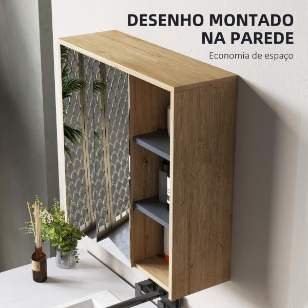 Armário Casa de Banho com Espelho Armário de Parede com Espelho para Casa de Banho Estilo Moderno 60x20x60 cm Madeira