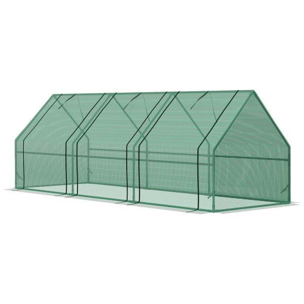 Estufa de Jardim Terraço 270x90x90 cm Tipo Casa Tubo de Aço com 3 Janelas Estufa Pequena para Cultivo de Plantas Verde