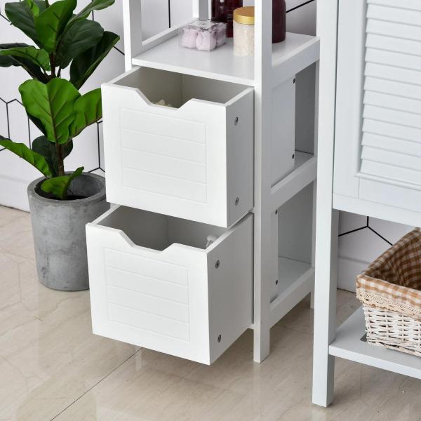 Armário de banheiro com prateleira aberta 2 gavetas 30x30x89 cm Branco