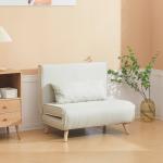 Poltrona 3 em 1 Sofá Cama Individual Dobrável com Encosto Ajustável em 6 Posições e Almofada 94x78x80 cm Bege