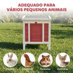 Coelheira de Madeira Exterior Coelheira para Roedores Animais de Estimação Pequenos com Teto Asfáltico e Rampa Antiderrapante 42x51x43cm Vermelho