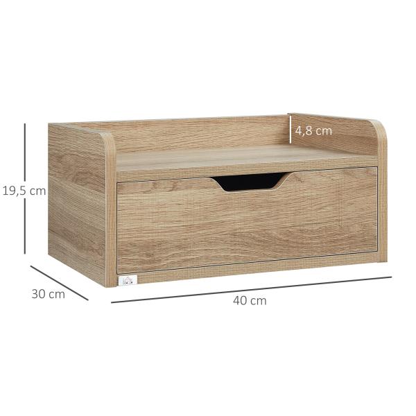 Conjunto de 2 Mesas de Cabeceira de Parede Mesas de Cabeceira Flutuantes com 1 Gaveta 40x30x19,5 cm Madeira