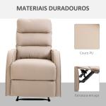 Poltrona Relax com reclinação manual até 160 ° com apoio para os pés retrátil Esponja de densidade estofada em PU 65x89x100cm