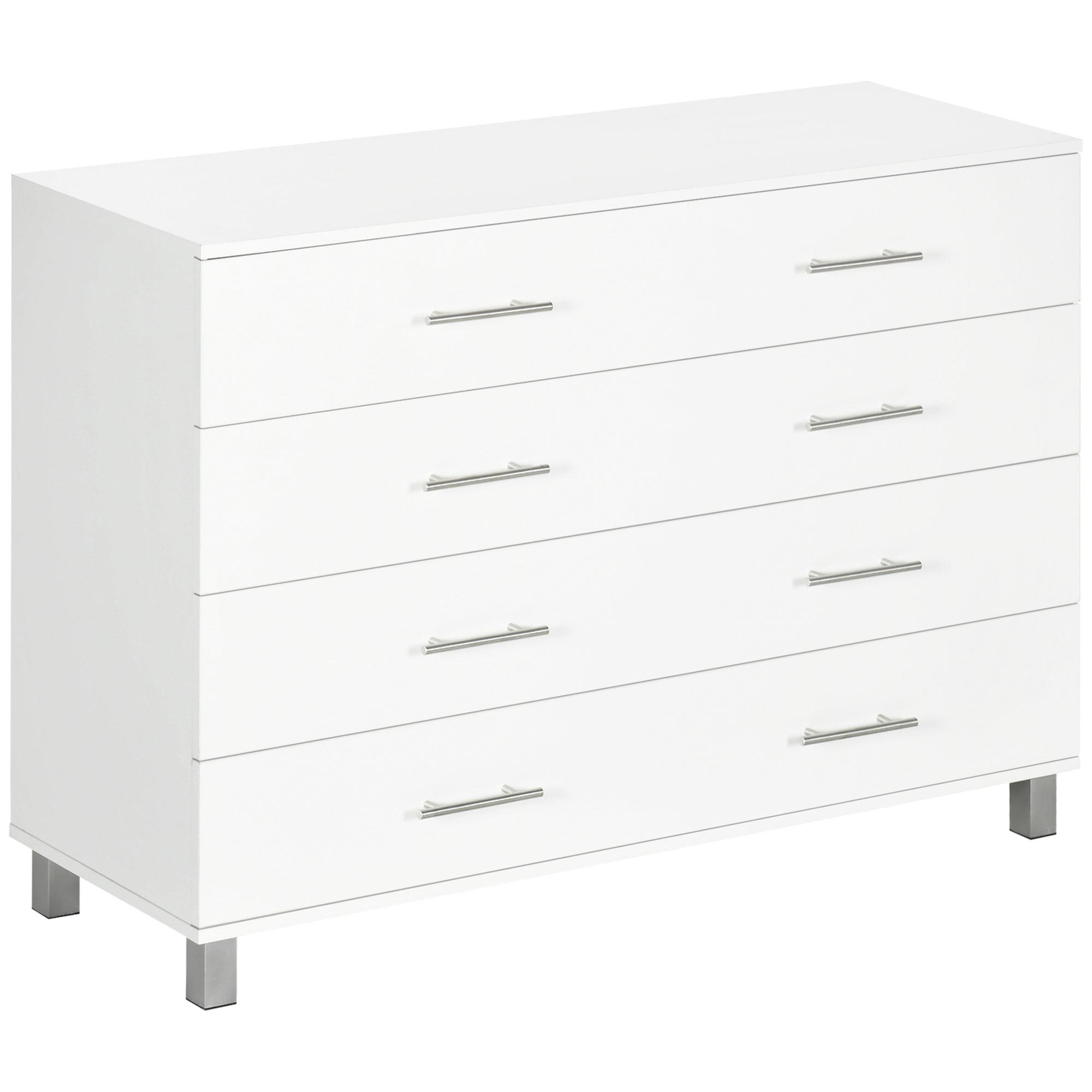 Cómoda com 4 Gavetas Cómoda de Dormitório de Estilo Moderno para Sala de Estar Entrada Corredor 112x38,2x81cm Branco