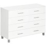Cómoda com 4 Gavetas Cómoda de Dormitório de Estilo Moderno para Sala de Estar Entrada Corredor 112x38,2x81cm Branco