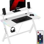 Mesa Gaming Hero 1.9 RGB 120cm (Branco) - HUZARO