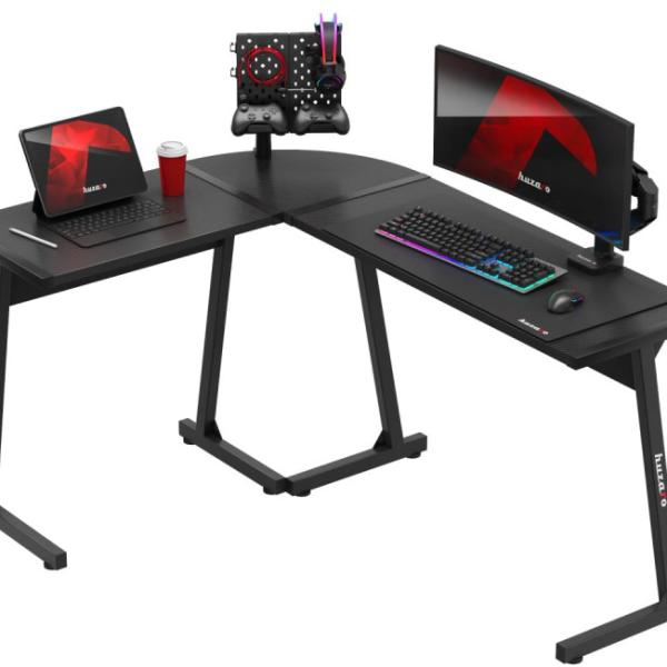 Mesa Gaming Hero 6.0 147cm c/ Canto Arredondado (Preto) - HUZARO